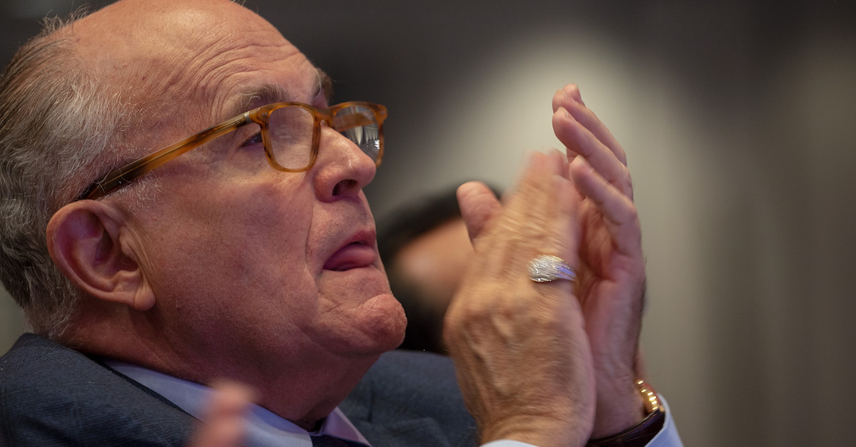 WASHINGTON, DC - MAY 05: Latest appointee to President Donald Trump's legal team and former Mayor of New York City Rudy Giuliani attends the Conference on Iran on May 5, 2018 in Washington, DC. Over one thousand delegates from representing Iranian communities from forty states attends the Iran Freedom Convention for Human Rights and Democracy.