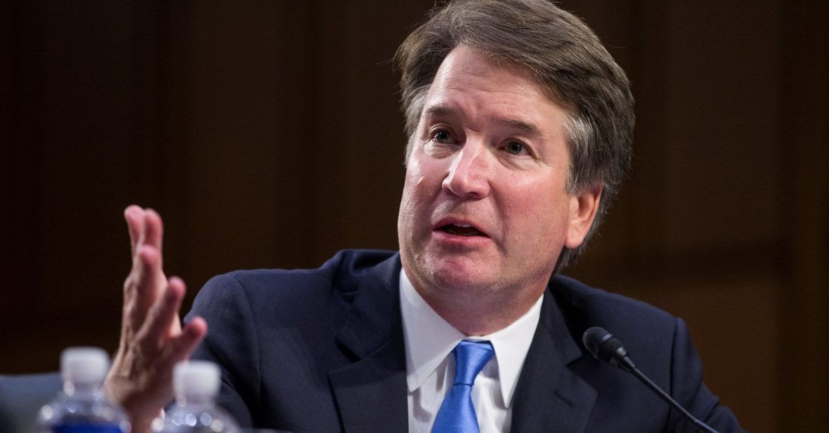 WASHINGTON, DC - SEPTEMBER 05: Supreme Court Nominee Brett Kavanaugh testifies during the second day of his Supreme Court confirmation hearing on Capitol Hill September 5, 2018 in Washington, DC. Kavanaugh was nominated by President Donald Trump to fill the vacancy on the court left by retiring Associate Justice Anthony Kennedy.