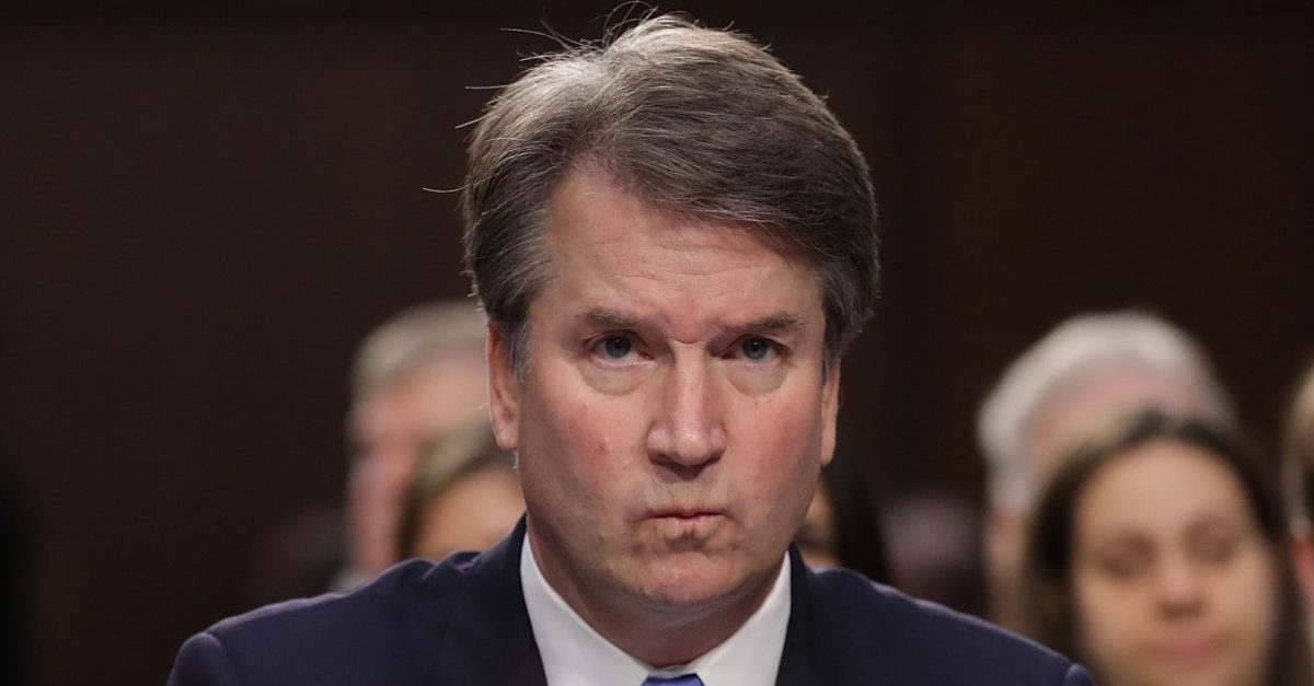 WASHINGTON, DC - SEPTEMBER 05: Supreme Court nominee Judge Brett Kavanaugh answers questions before the Senate Judiciary Committee during the second day of his Supreme Court confirmation hearing on Capitol Hill September 5, 2018 in Washington, DC. Kavanaugh was nominated by President Donald Trump to fill the vacancy on the court left by retiring Associate Justice Anthony Kennedy.