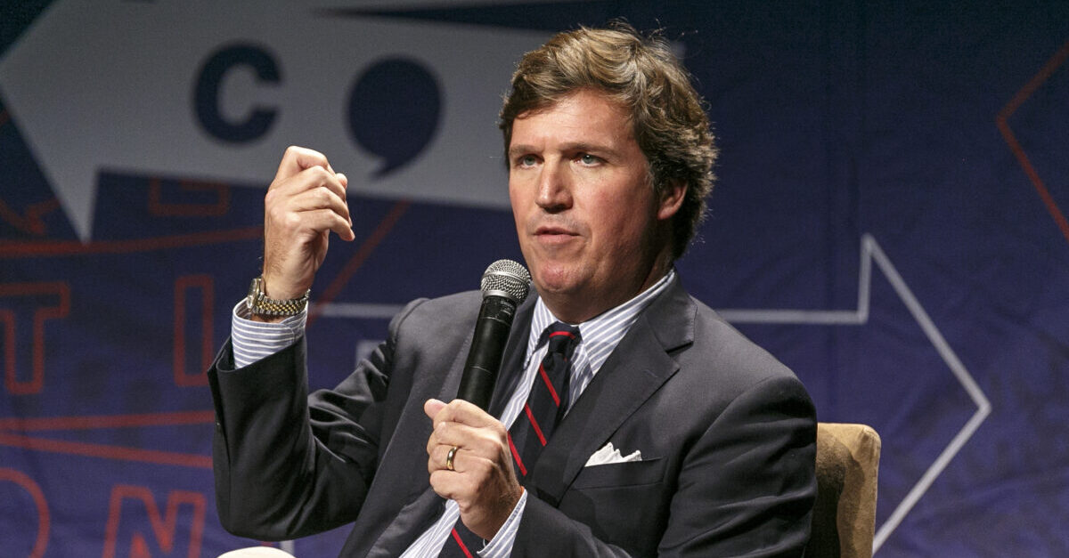 LOS ANGELES, CA - OCTOBER 21: Tucker Carlson speaks onstage during Politicon 2018 at Los Angeles Convention Center on October 21, 2018 in Los Angeles, California.