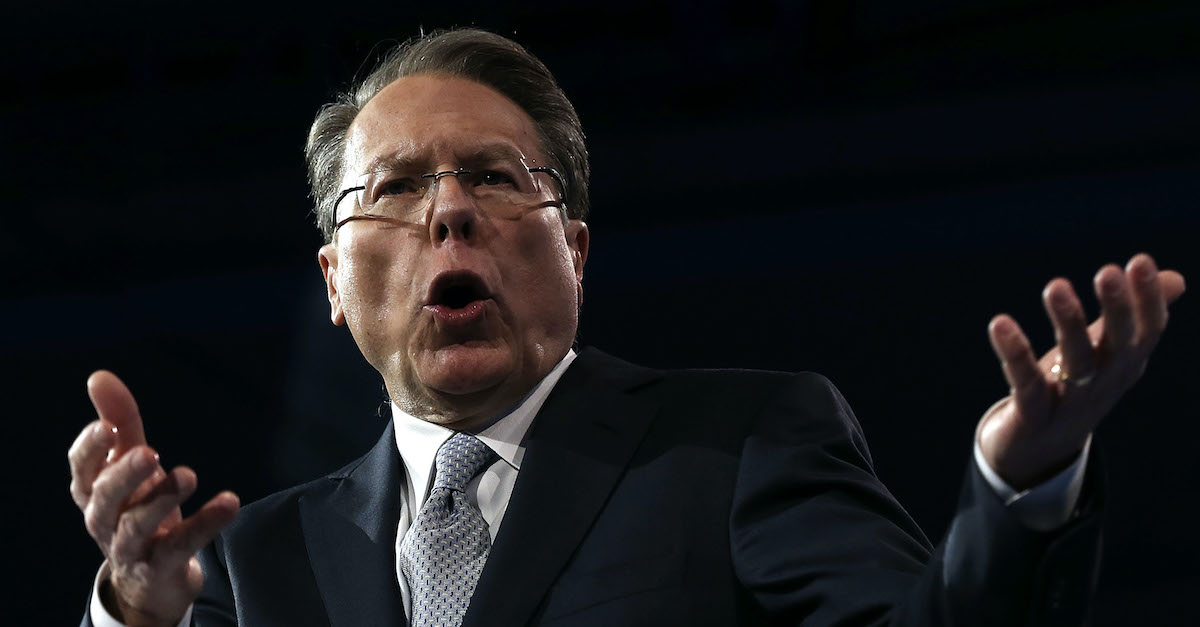 NATIONAL HARBOR, MD - MARCH 15: Wayne LaPierre, CEO of the National Rifle Association, delivers remarks during the second day of the 40th annual Conservative Political Action Conference (CPAC) March 15, 2013 in National Harbor, Maryland. The American conservative Union held its annual conference in the suburb of Washington, DC, to rally conservatives and generate ideas.