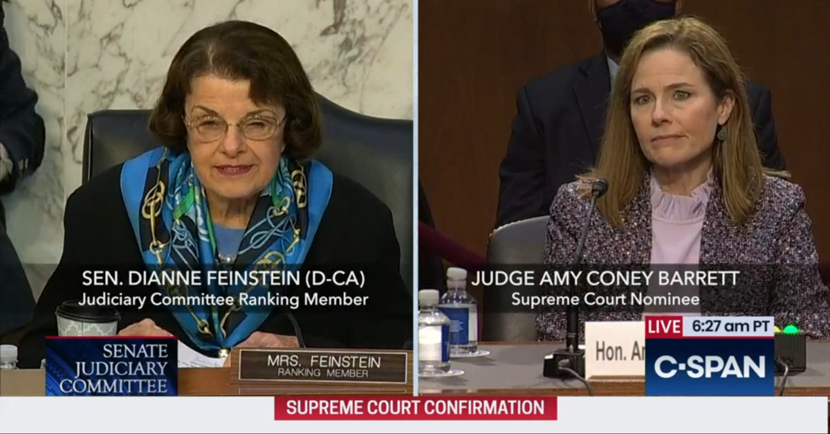 liberals upset dianne feinstein said amy coney barrett impressed her law crime liberals upset dianne feinstein said