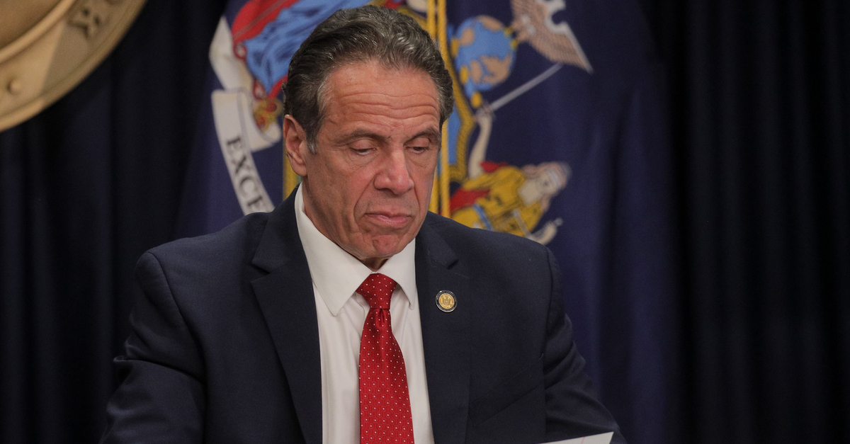 NEW YORK, NEW YORK - MARCH 24: New York Governor Andrew Cuomo speaks during a news conference at his office on March 24, 2021 in New York City. (Brendan McDermid-Pool/Getty Images.)