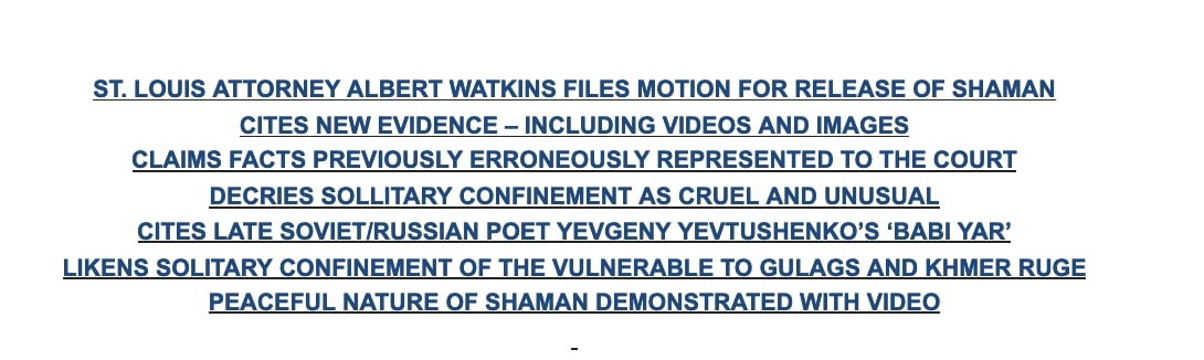 Watkins press release comparing Jacob Chansley's detention to Soviet gulags and Cambodian genocide