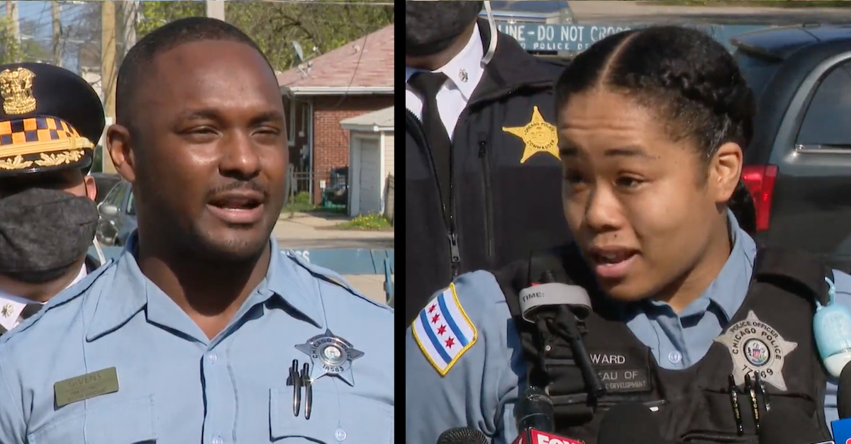 Image of Julius Givens and Rhonda Ward at a press conference.