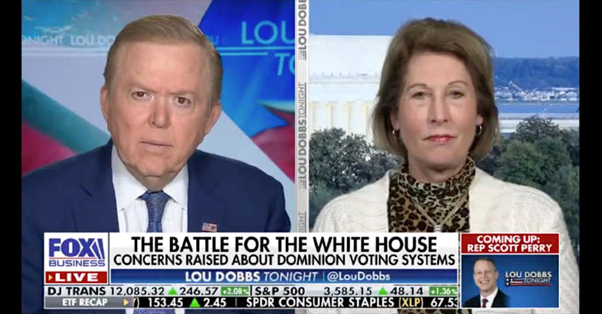 Former Fox host Lou Dobbs interviews Sidney Powell.