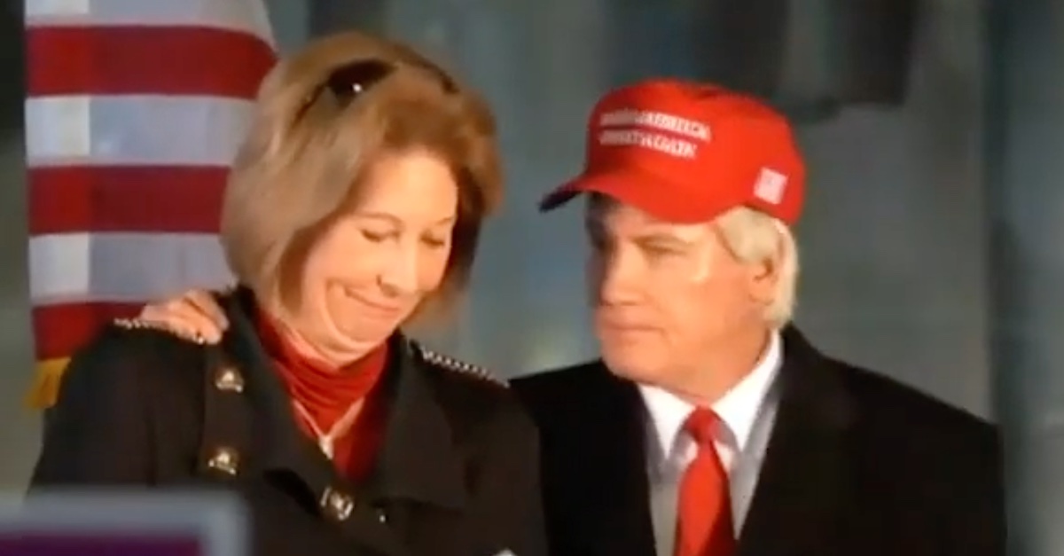 Sidney Powell and Lin Wood appeared together at a so-called "Stop the Steal" rally in Georgia on Dec. 2, 2020.