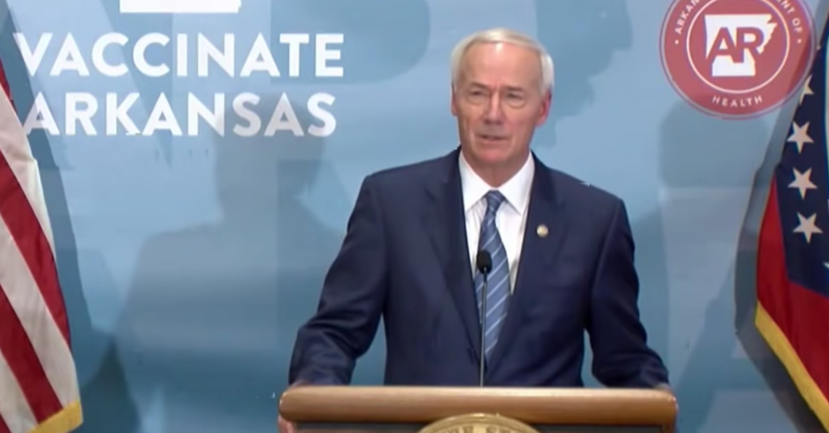 Arkansas Gov. Asa Hutchinson speaks at an August 5, 2021 press conference where he expressed regret for signing a statewide ban on certain mask mandates given the surging delta variant of the novel coronavirus. 