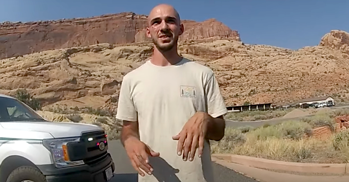 Brian Laundrie appears in an Aug. 12, 2021 Moab, Utah police body camera video.