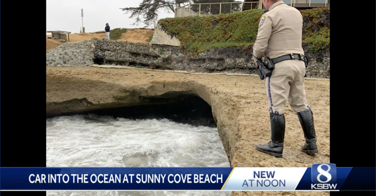 Scene of a car plunge in California