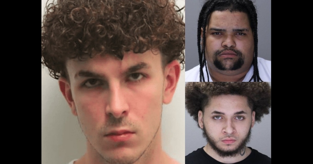 Booking photos of Thomas Bovaird, Eddie Marte (top right), and Malik Weems (bottom right)