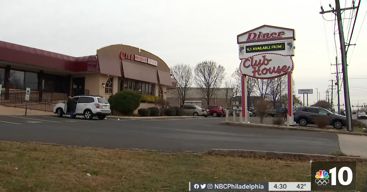 The exterior of the Club House Diner in Bensalem, Pa., as it appears today. (Image via WCAU-TV screengrab.)