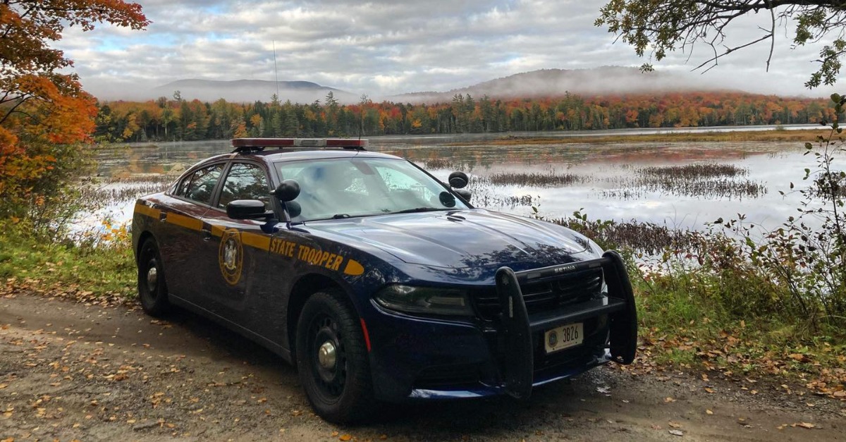 A New York State Police troop carrier
