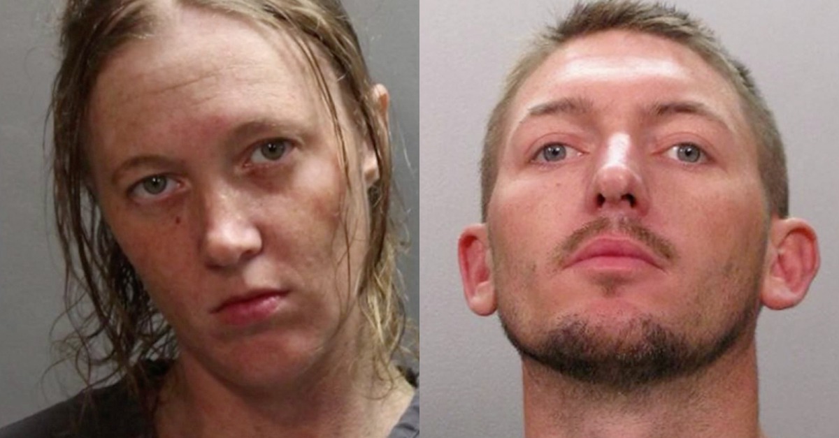 Alexandra Ebey (L) and Kenneth Trout (R) appear in mugshots
