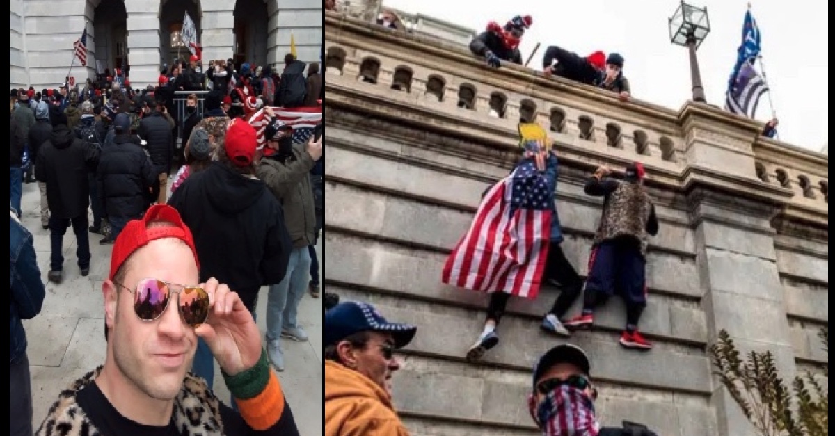 Jackson Kostolsky selfie, climbing Capitol wall