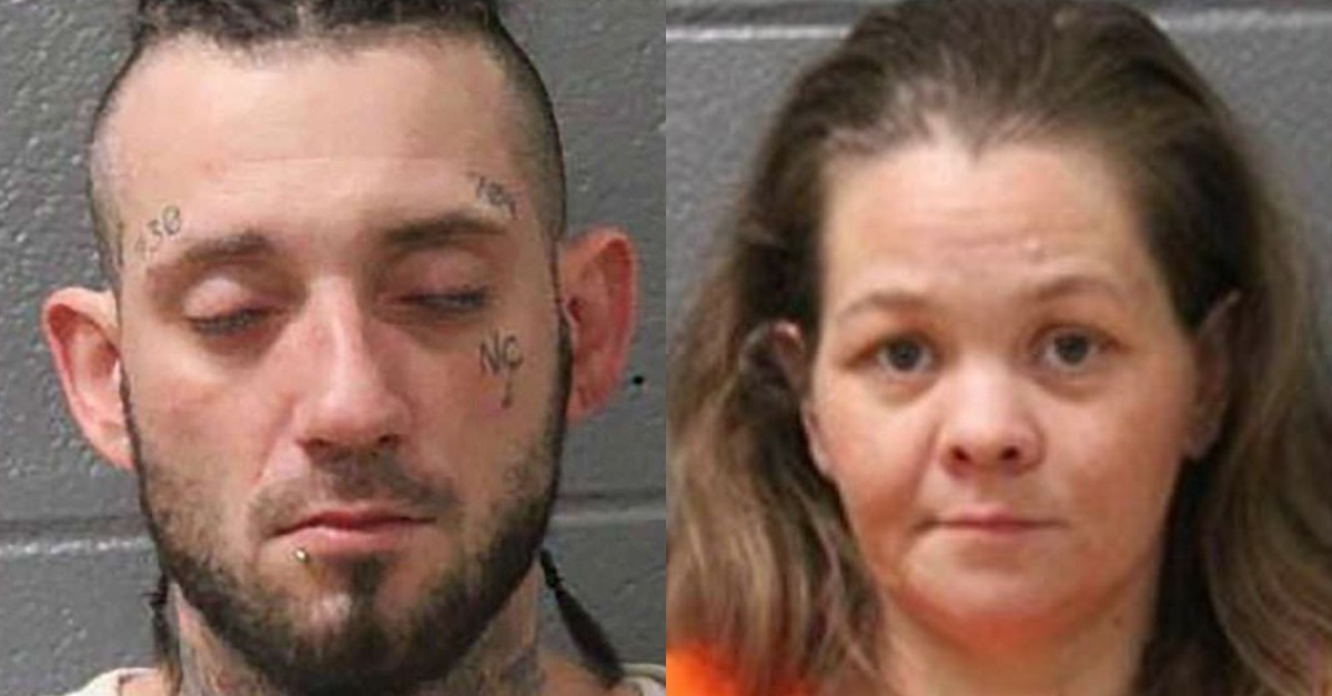 Justin Wilson (L) and Nicole Elmore (R) appear in mugshots