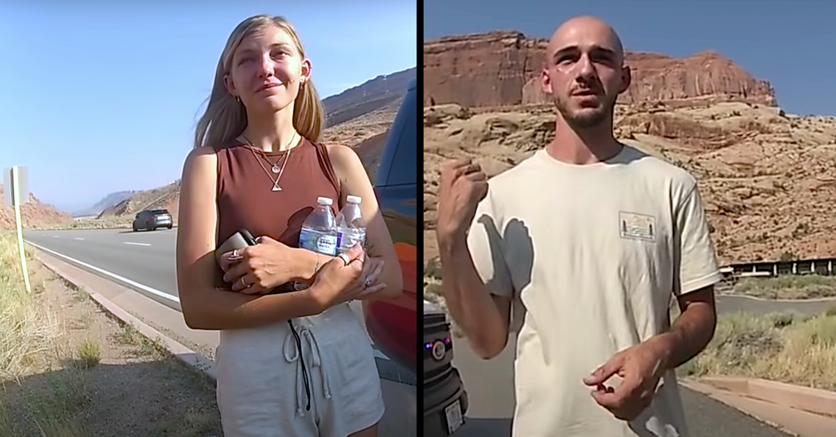 Gabby Petito and Brian Laundrie appear in Aug. 12, 2021 Moab, Utah police body camera videos.