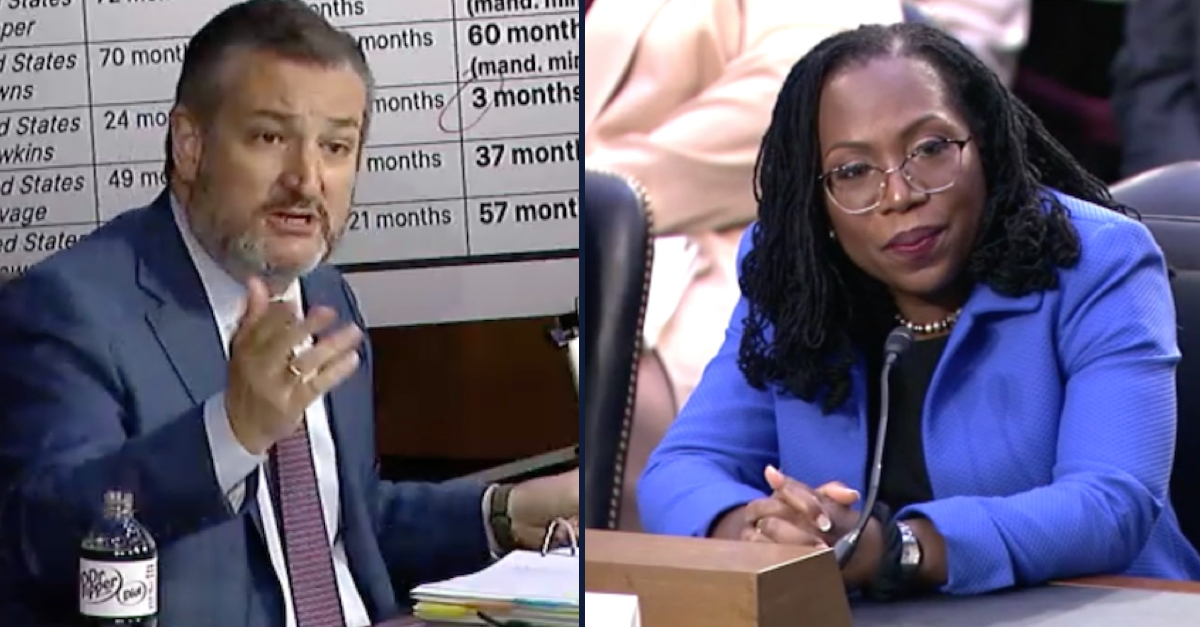 Ketanji Brown Jackson tries to answer rapid-fire questions from Ted Cruz on the third day of her Supreme Court confirmation hearings.