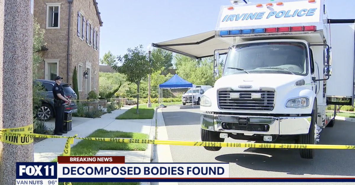 The scene outside of a southern California home where a possible double murder-suicide occurred