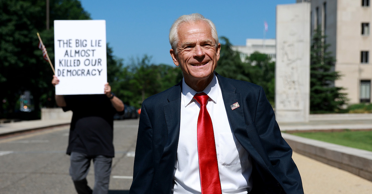 Peter Navarro arrives for his arraignment on contempt of Congress charges on June 17, 2022.
