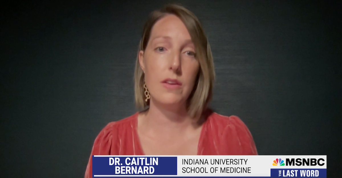 Dr. Caitlin Bernard appears in an MSNBC screengrab.