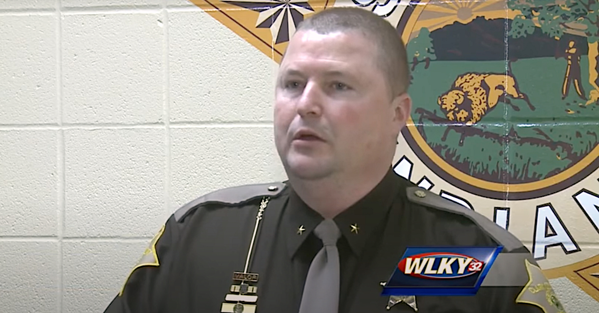 Clark County Sheriff Jamey Noel appears in a WLKY-TV screengrab from 2016; he was discussing A+E