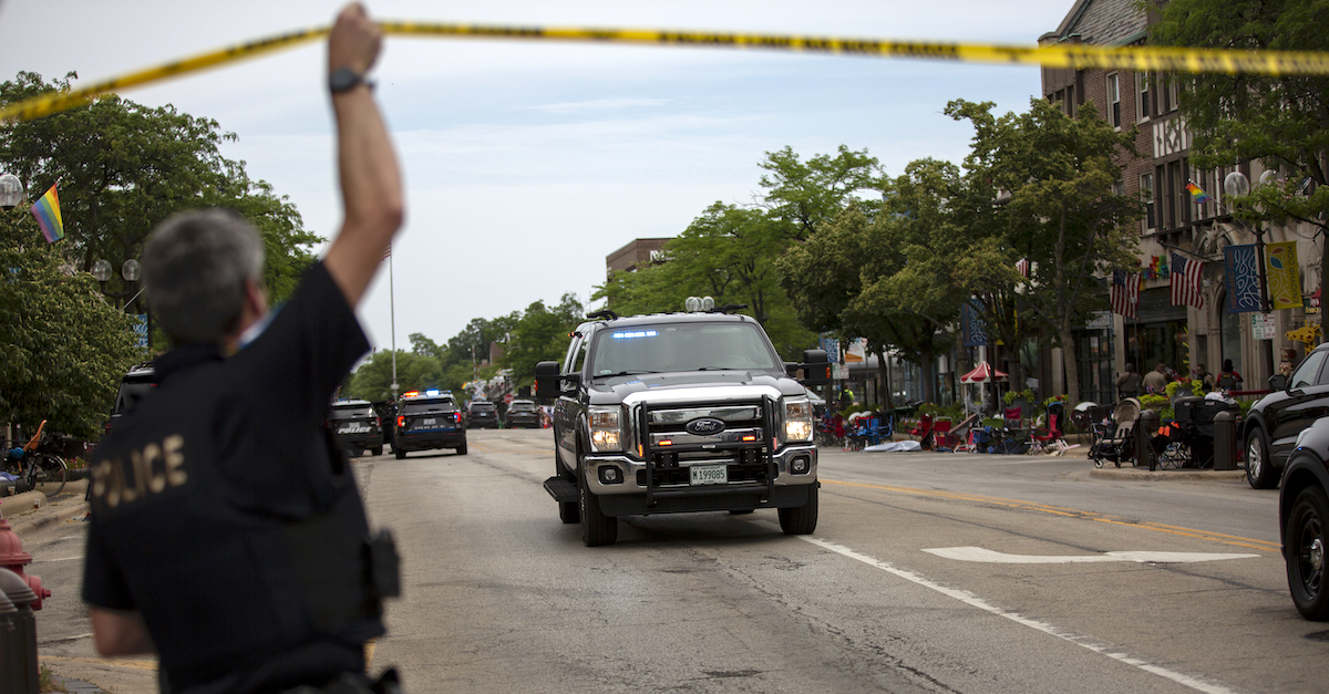 First responders work the scene of a shooting at a Fourth of July parade on July 4, 2022 in Highland Park, Illinois. (Photo by Jim Vondruska/Getty Images.)