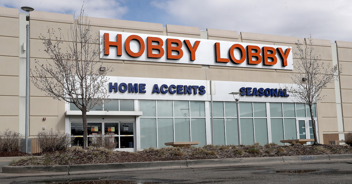 The front of a Hobby Lobby store is pictured. 