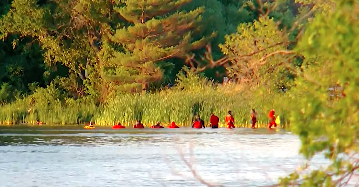 Searchers scoured a Minnesota lake for signs of a missing mother and her three children.  (Image via WCCO-TV screengrab.)