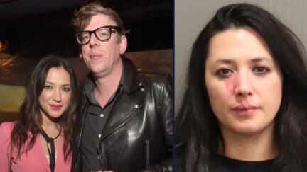 Left: Michelle Branch and Patrick Carney are pictured in Los Angeles in 2016 at the Universal Music Group 2016 Grammy After Party. Right: Michelle Branch booking photo.