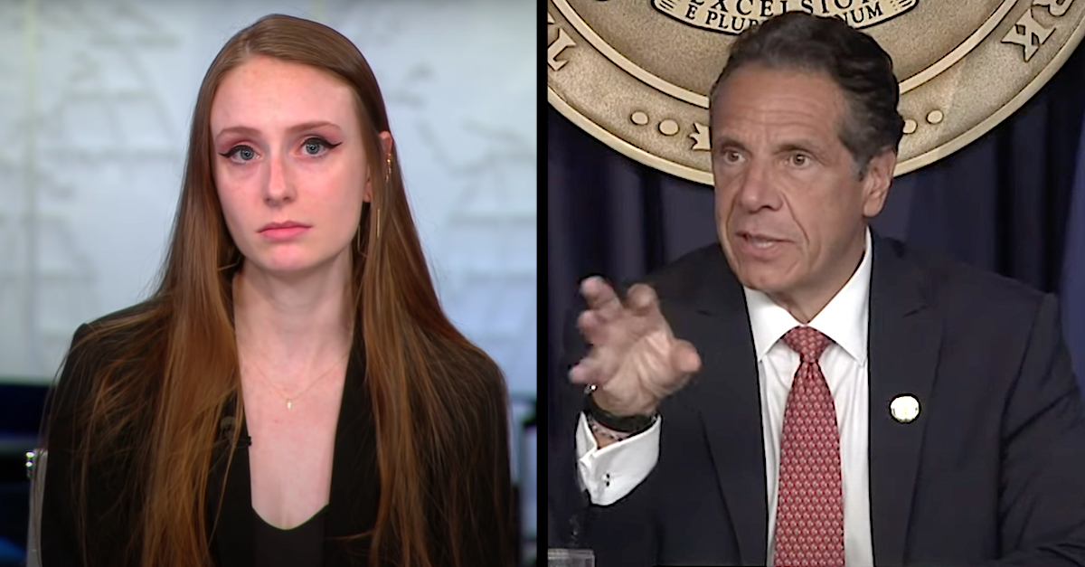 Two separate photos show Charlotte Bennett and Andrew Cuomo
