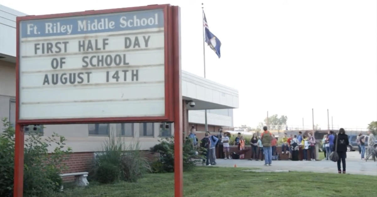 An image of a school in Kansas where a math teacher refused to use preferred pronouns