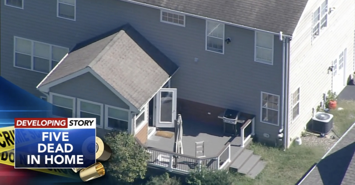 Helicopter footage of a home where an apparent murder-suicide occurred in Maryland