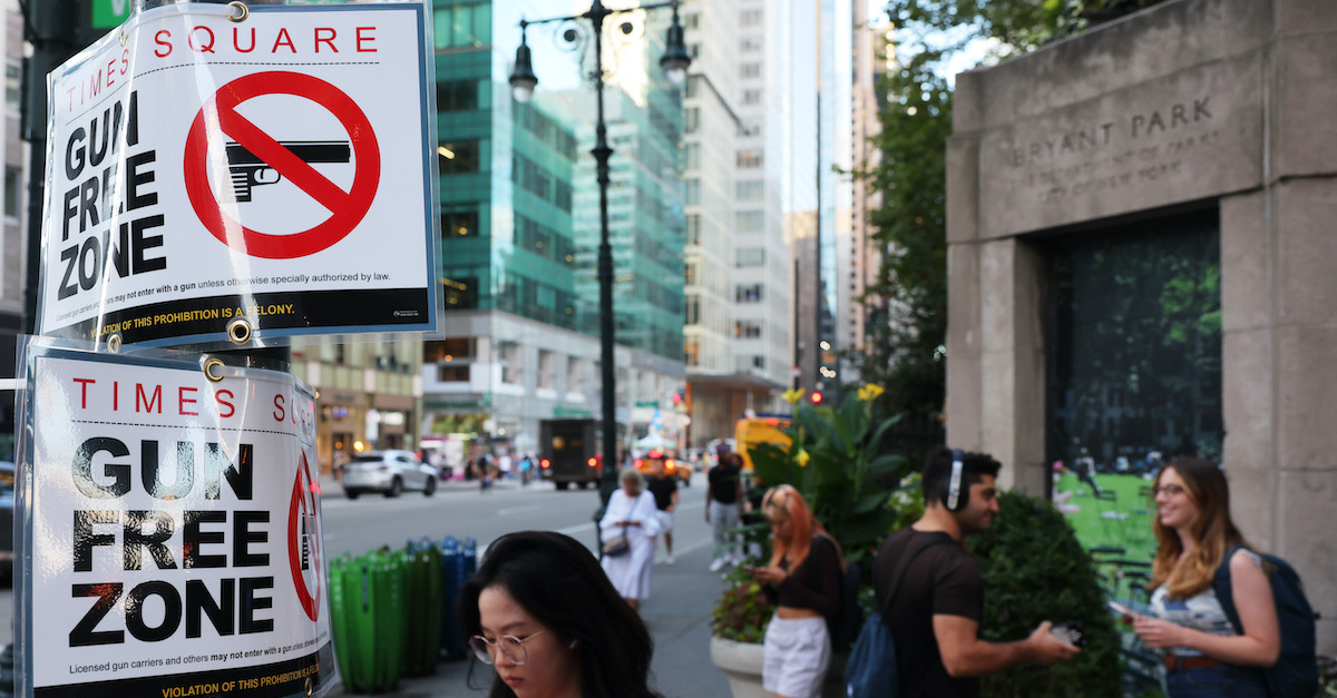 "Gun Free Zone" Signs Posted Around Times Square