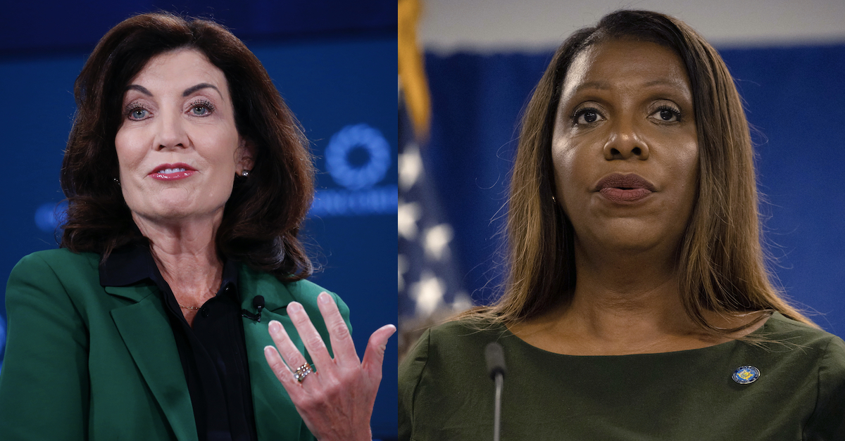 New York Governor Kathy Hochul (L) and Attorney General Letitia James (R)