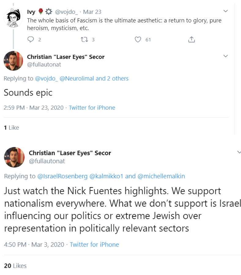 Christian Secor tweets re: fascism 