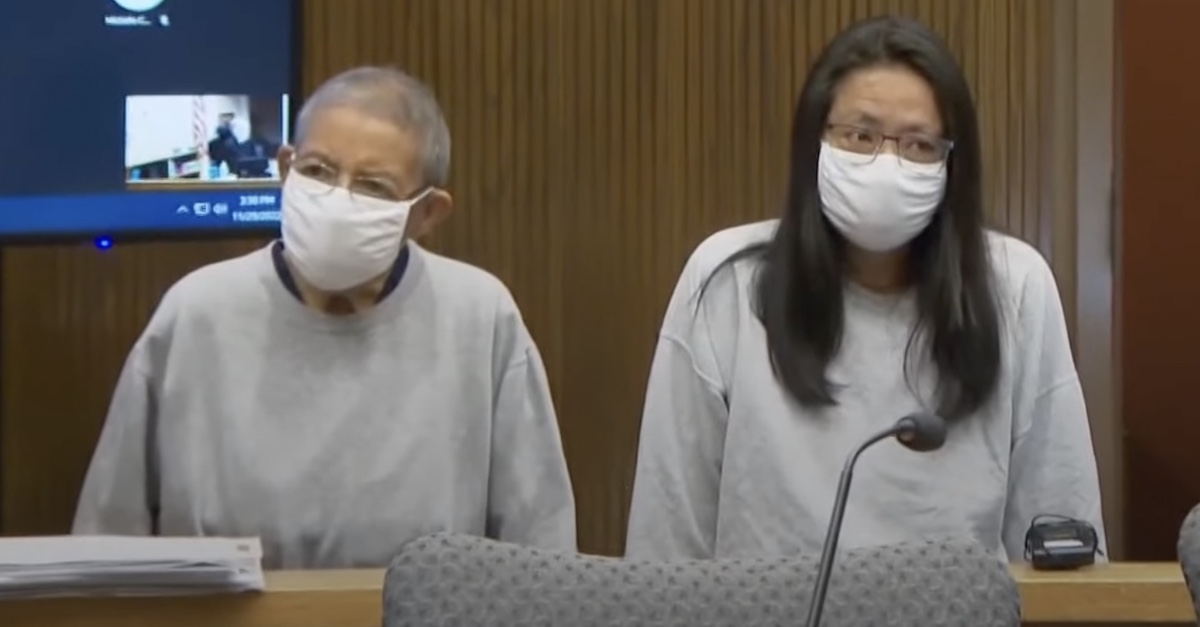 Adella Tom and Leticia McCormack during Tuesday's bond hearing (YouTube screenshot)