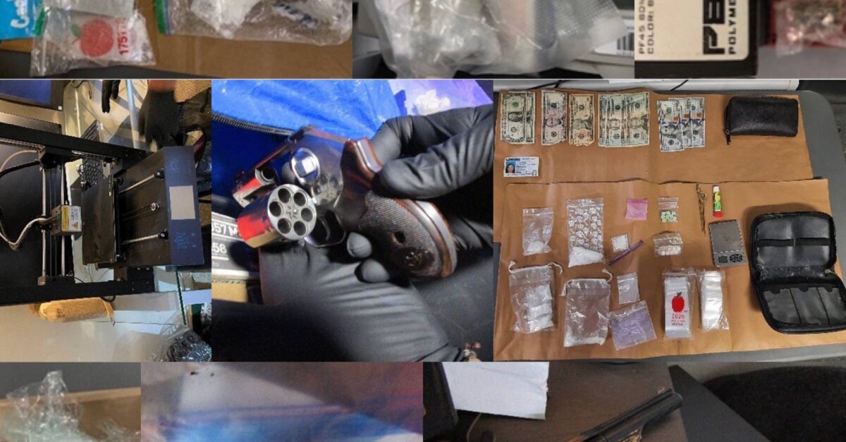 A photo shows money, drugs and guns seized in Operation Red Rider in San Diego.