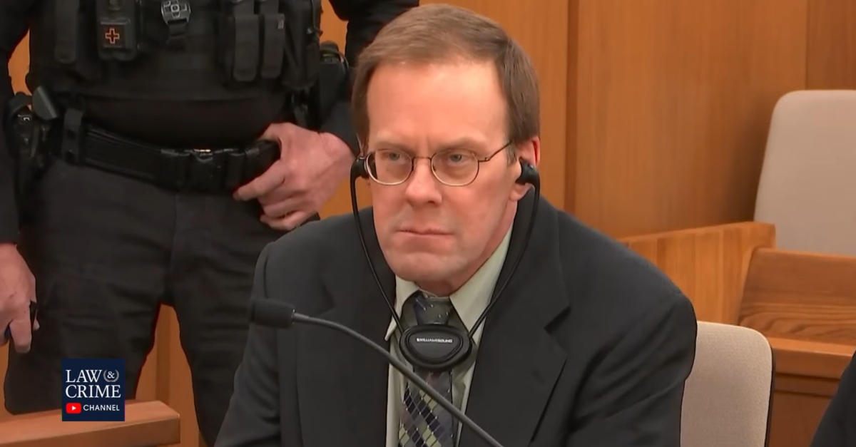 Mark Jensen hearing the guilty verdict on Feb. 1, 2023. (Screenshot: Law&Crime Network)