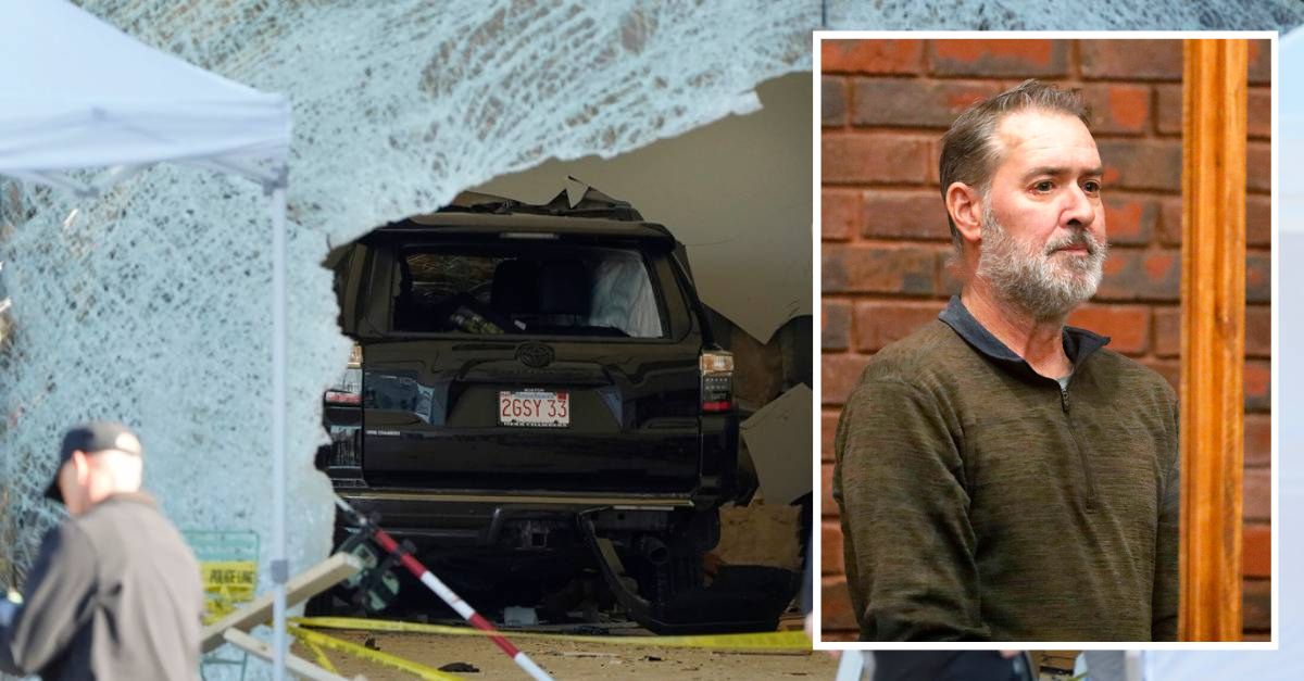 Bradley Rein, faces charges after allegedly crashing his SUV through the front window of an Apple store in Massachusetts, killing one person and injuring at least 22 others (AP Photos)