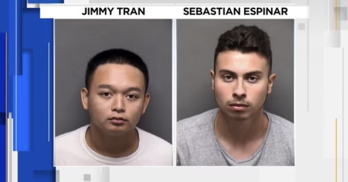 Jimmy Tran, Sebastian Espinar pictured in a KSAT segment about the shooting.