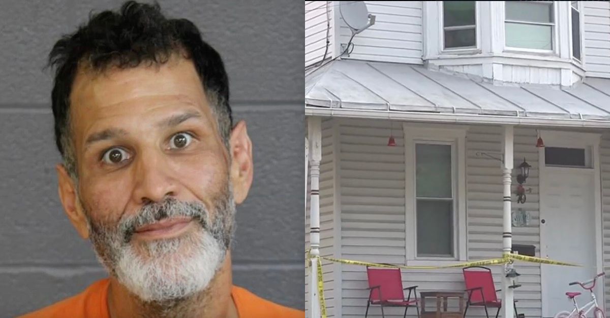William Emilio Torres Gautier and the home where he allegedly tortured and killed his mother-in-law (York County Jail, WGAL screenshot)