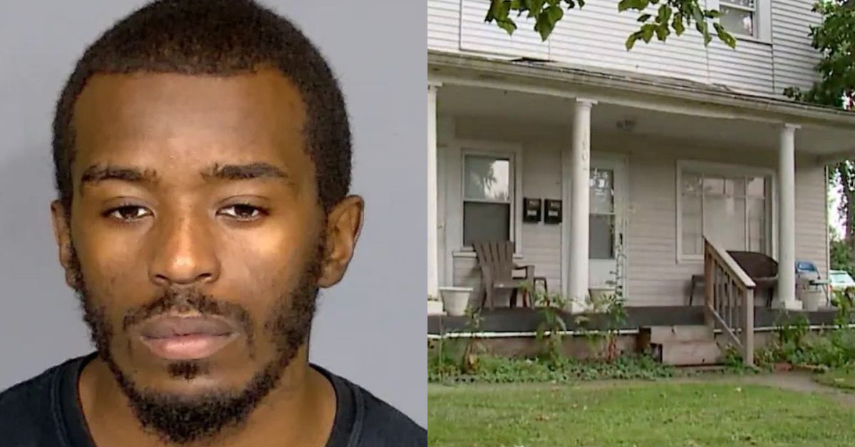 Damian Milton (Marion County Jail) and the home where he allegedly killed his daughter (WXIN screenshot)