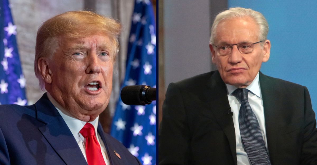 Donald Trump, on the left; Bob Woodward, on the right.