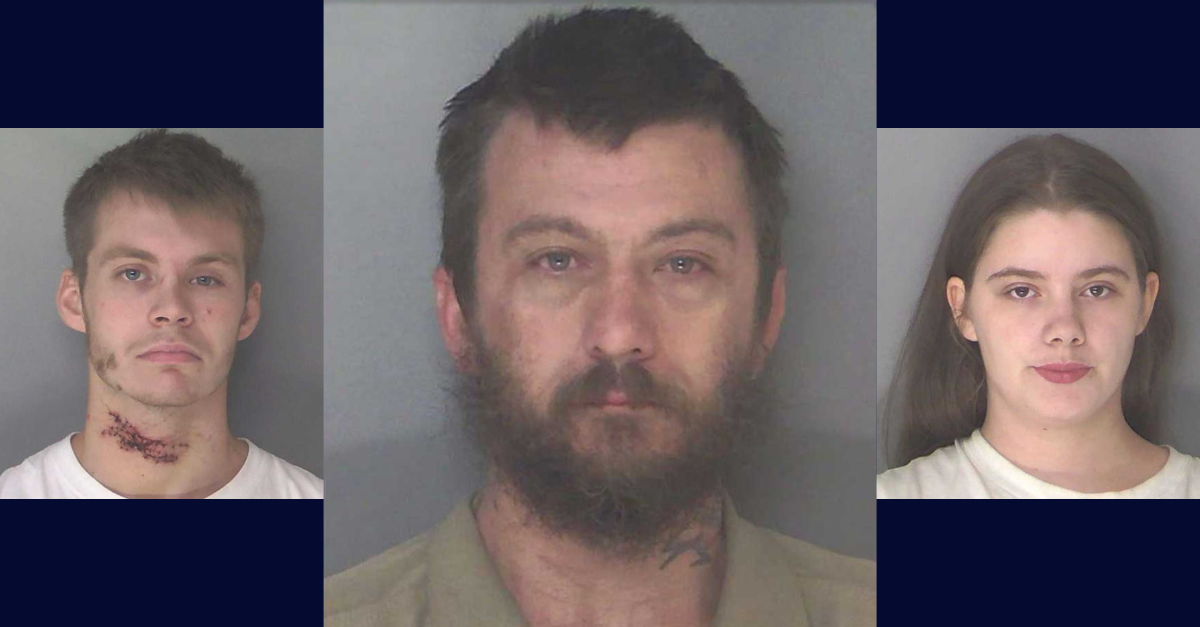 Daniel Gillstrap (center) has been convicted of murdering Stiles Stilley. He and Marshall Fleming (left) beat the victim to death, and Elizabeth Allen (right) served as the getaway driver, authorities said. (Mug shots: Douglas County Sheriff