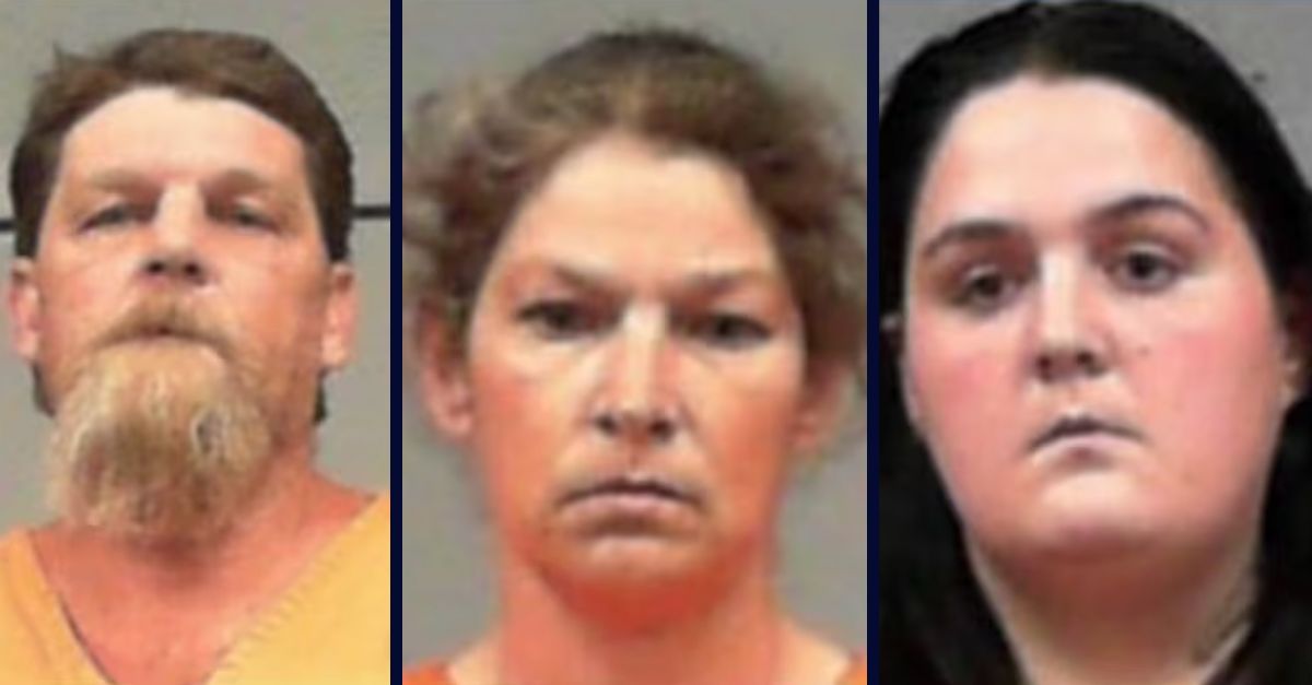 Michael Stemple, on the left, Linda Stemple, center, and Chrystal Ridenour, on the right appear in booking photos