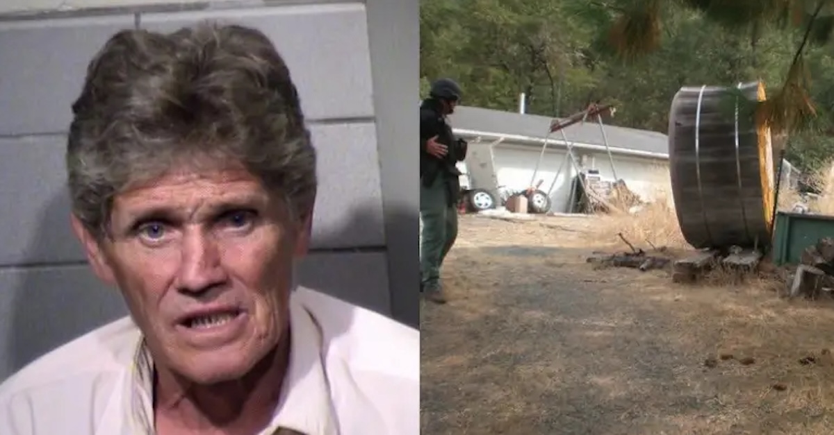 Gregory Lee Rodvelt (Surprise Police Dept.) and the hot tub he boobytrapped outside his home (KPTV screenshot)