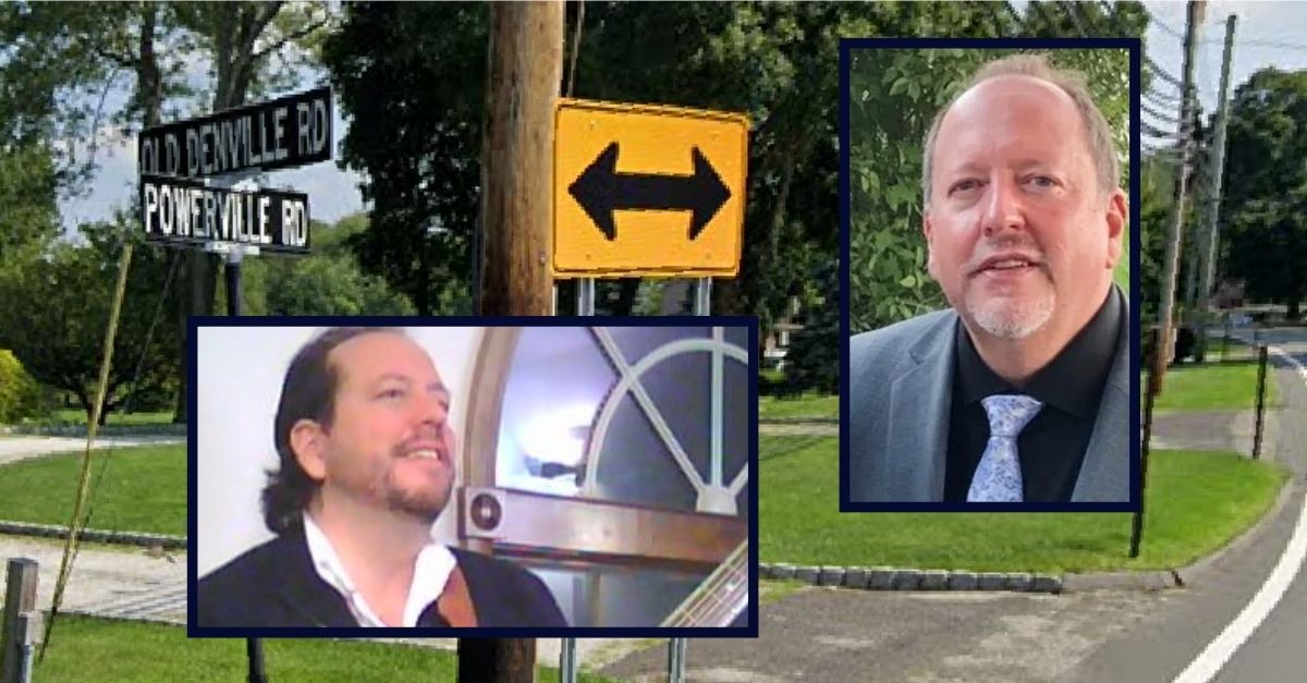 Gregory Meyer appears inset in two images against an image showing the area where he was killed in Boonton, N.J.