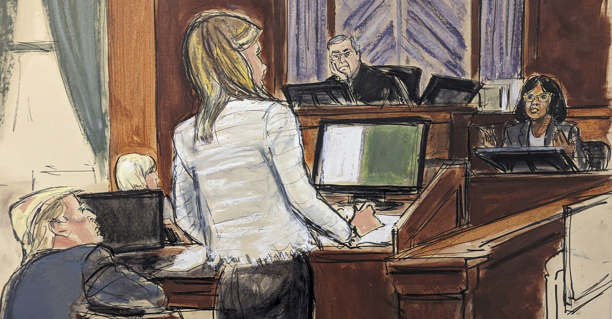 Courtroom sketch shows Trump waiting to testify in a trial for E. Jean Carroll
