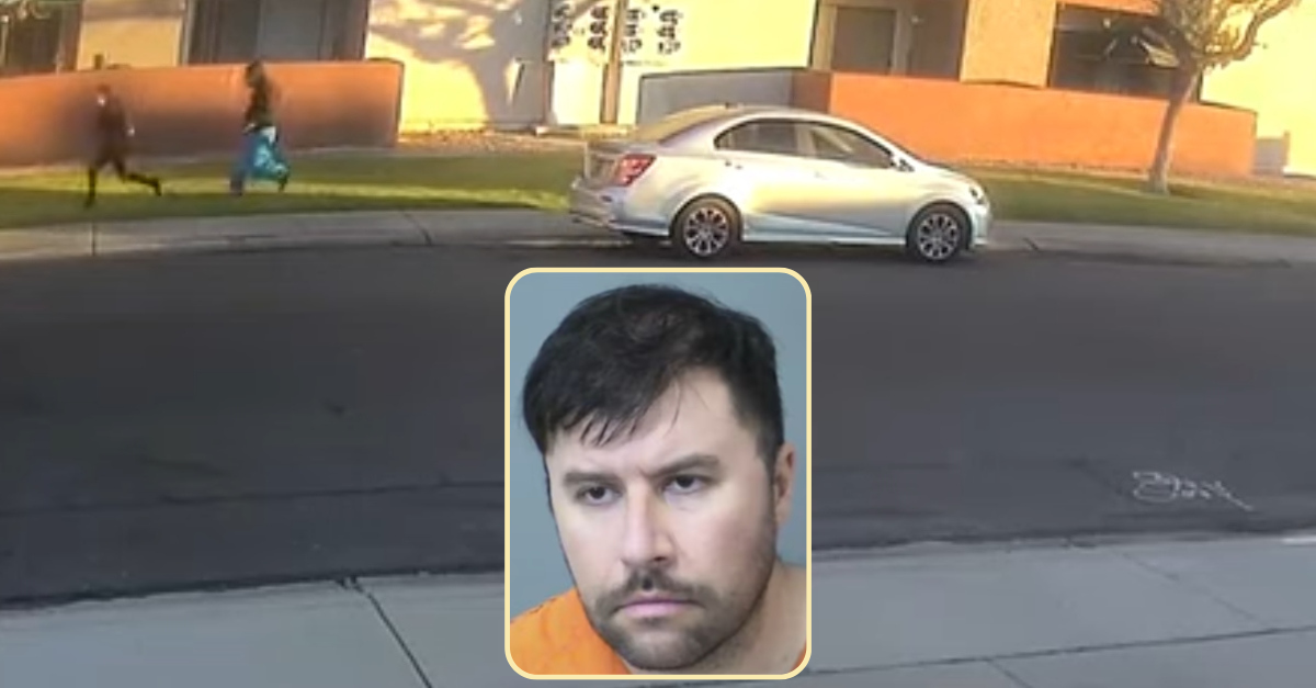 Joseph Ruiz drove up to a 5th grader while she was walking to school, and he stepped out of his vehicle in an attempt to abduct her, say cops in the Phoenix-area city of Glendale, Arizona. (Screenshot and mug shot: KTVK/KPHO)
